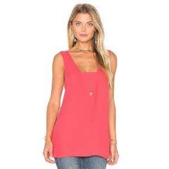 BCBGeneration Bright Coral Sleeveless Cut Out Tank Top S - Picture 1 of 4